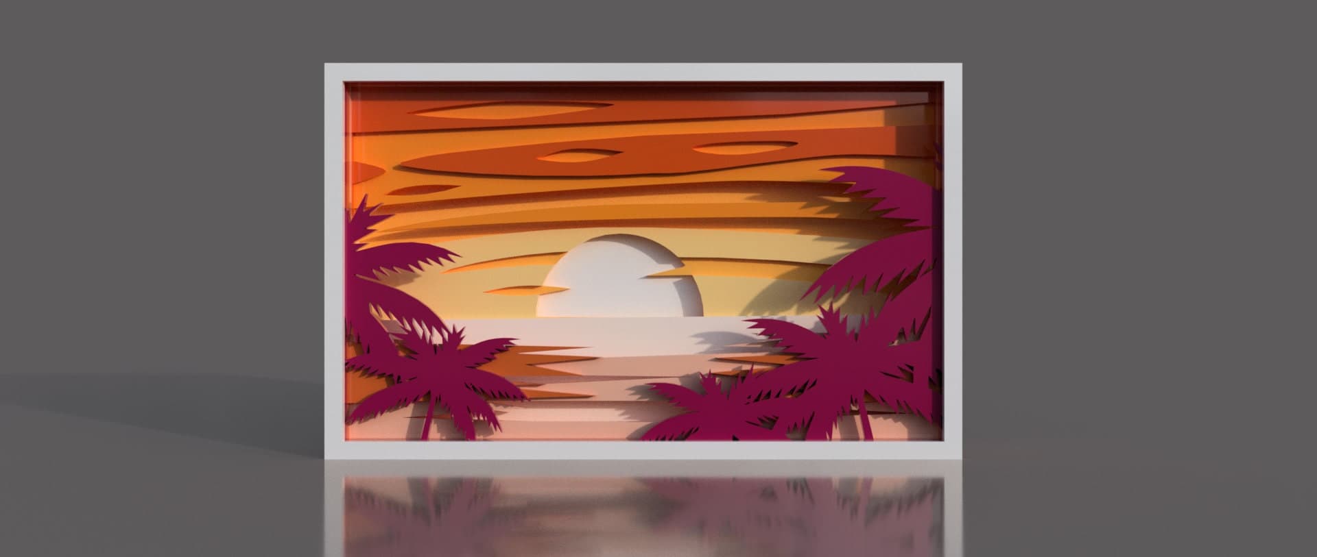 Tropical Sunset Beach Shadow Box CNC Plan SVG ai dxf eps pdf png - image 5