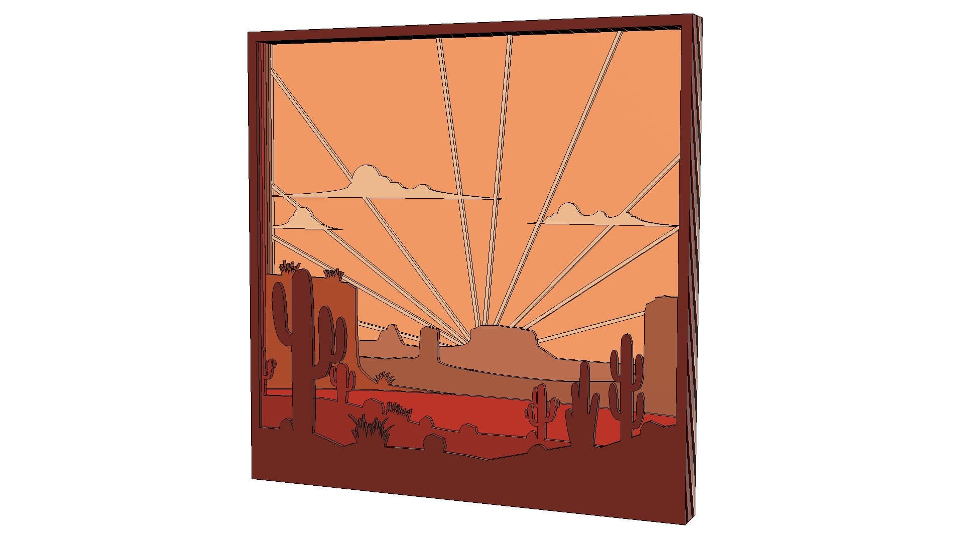 Desert Sunset Shadow Box Laser Cut File: Arizona Cactus (Digital Download) - image 3