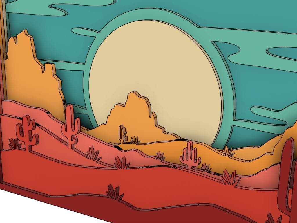 Arizona Desert Cactus Laser Cut File: Multilayer Shadow Box (SVG, PDF, PNG) - image 4