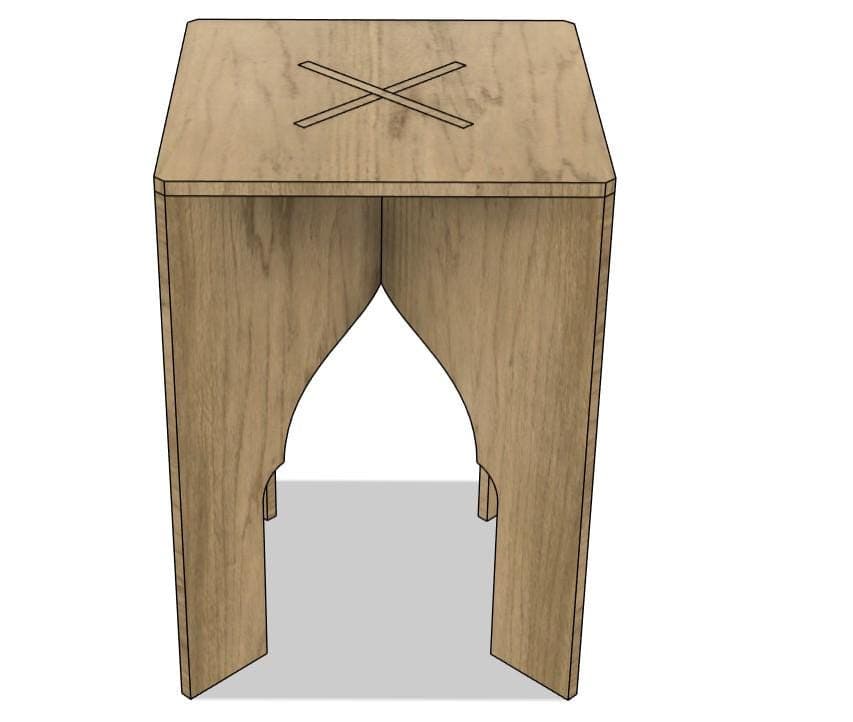 Islamic arch stool 50×35×35 cm – 3-part cnc laser stool design – vector files for 12 mm wood – svg dxf ai eps - image 4