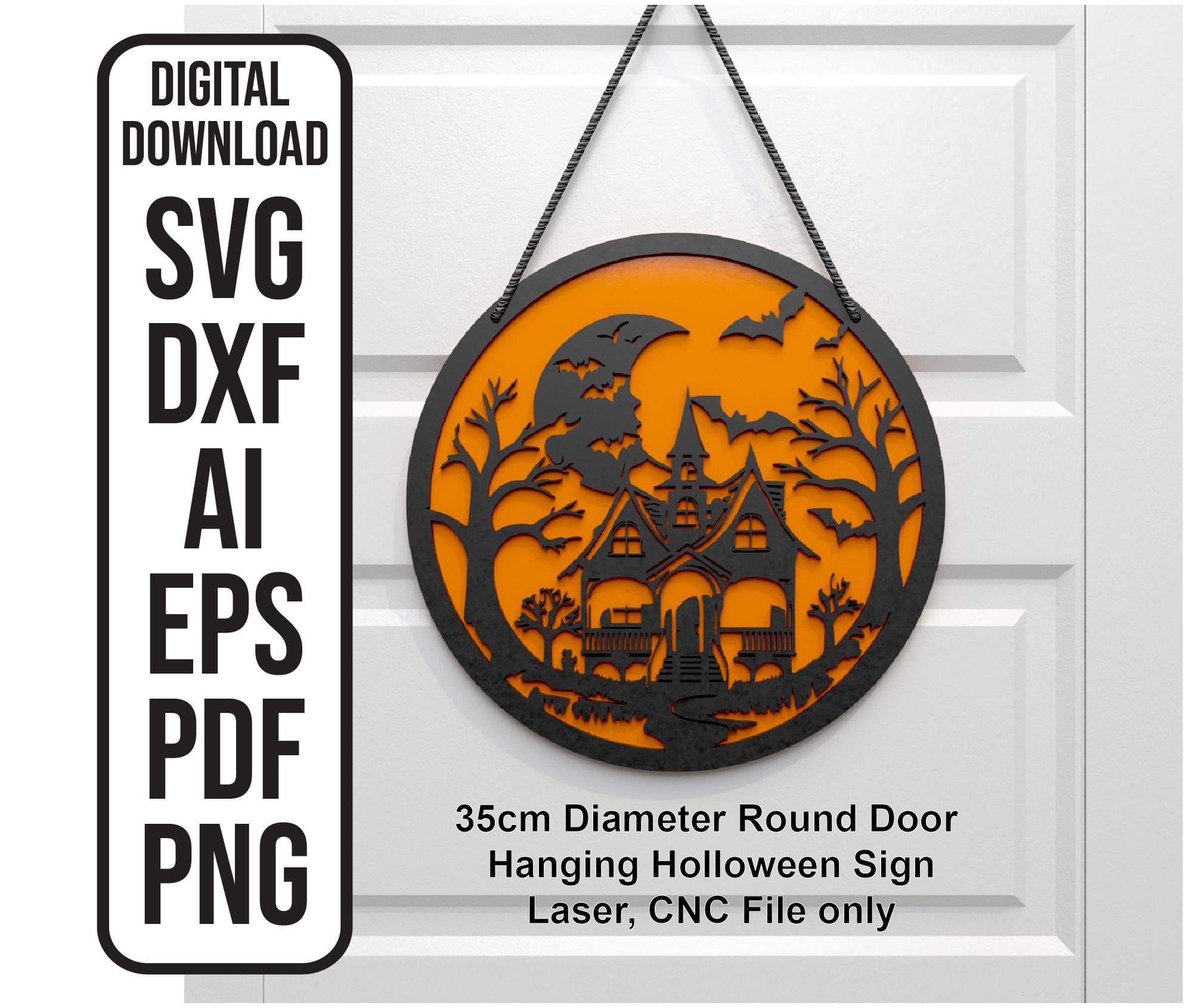 Halloween Haunted House Door Sign SVG: Laser Cut File (Digital Download)