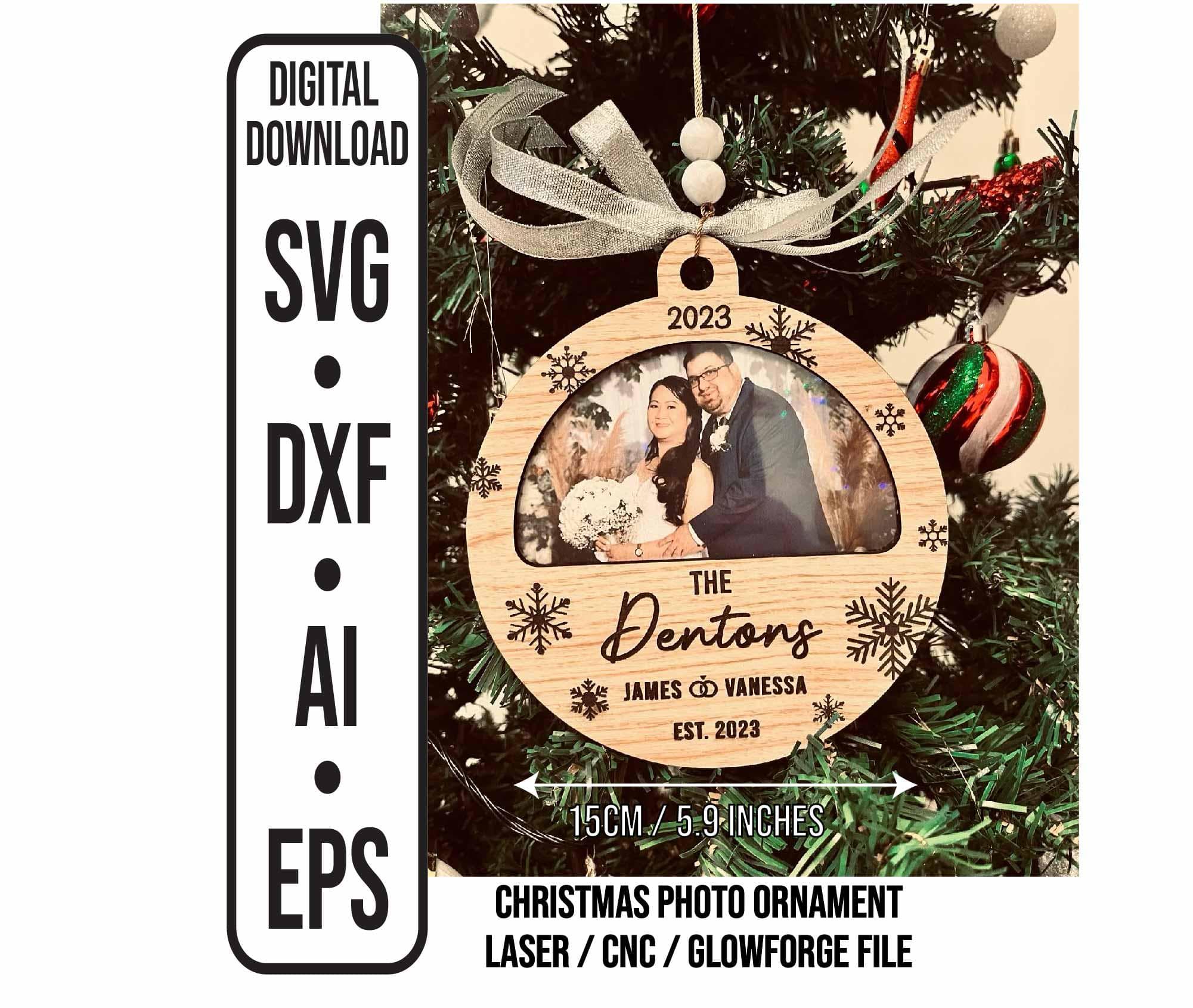 Personalized Christmas Photo Ornament: Laser Cut SVG File (Digital Download)