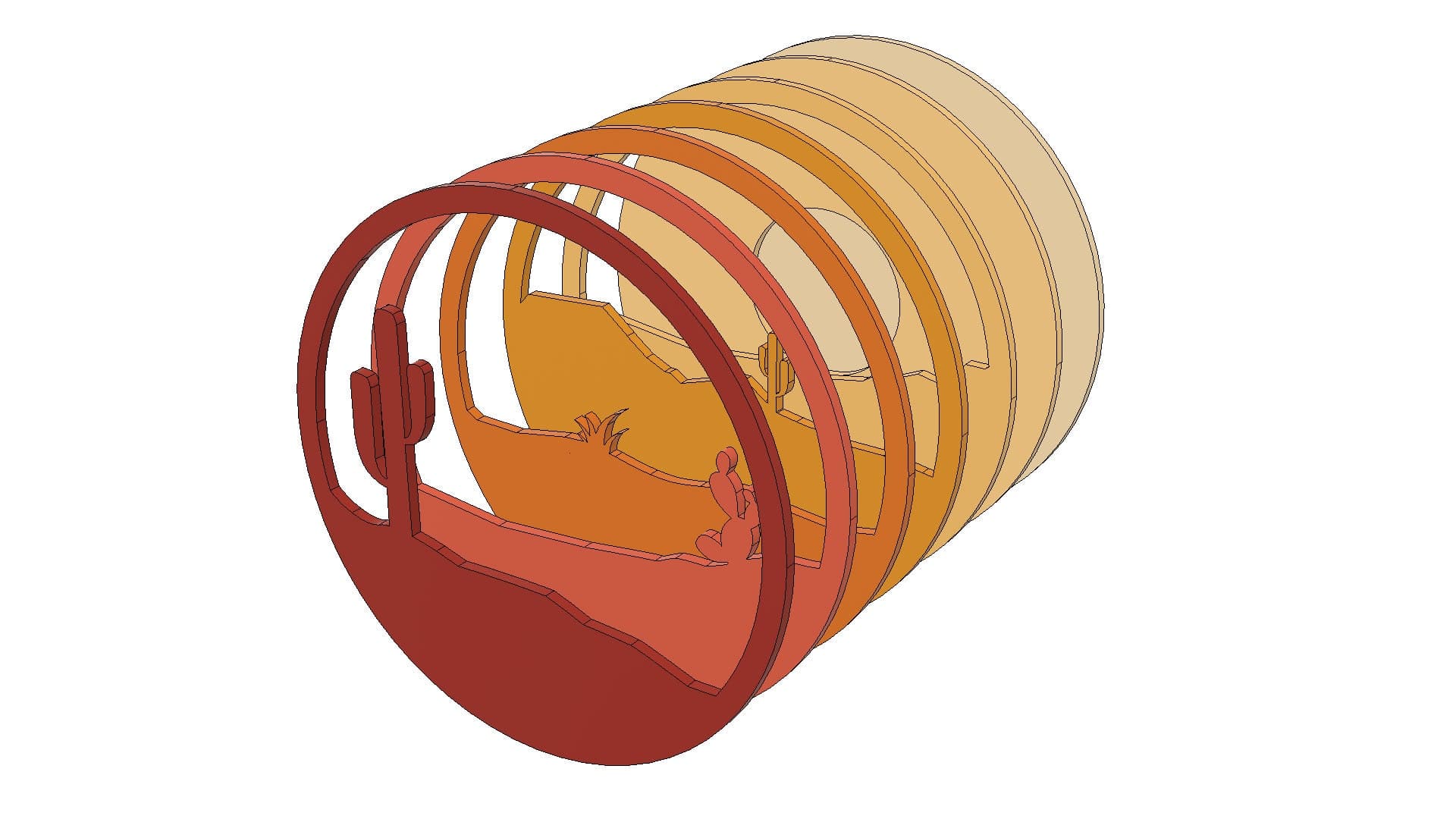 Multilayer Desert Round Laser Cut File Southeast Arizona Desert Southeast Cactus Round Shadow Box Laser Files SVG ai dxf eps pdf png - image 3