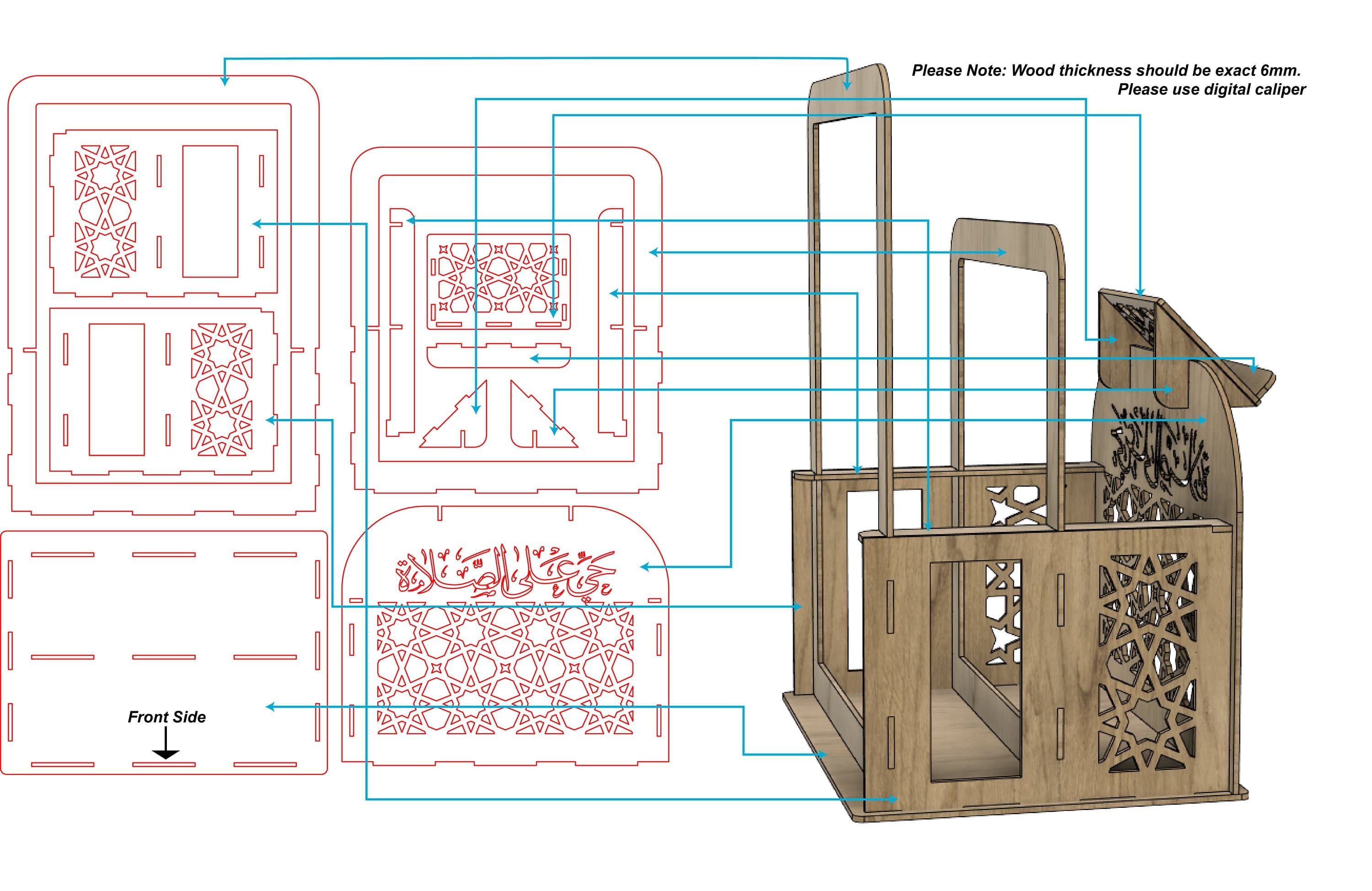 Laser Cut Quran Stand, Prayer Mat Rug Holder (Digital Download) - image 4