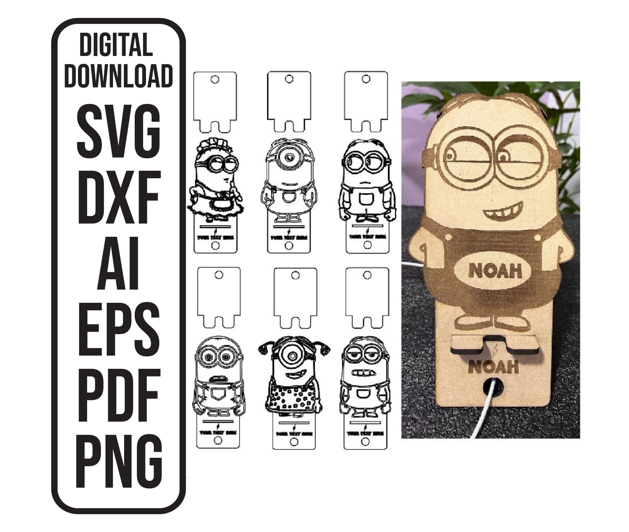 Minions Phone Holder SVG: Laser Cut Desk Decor (Digital Download)