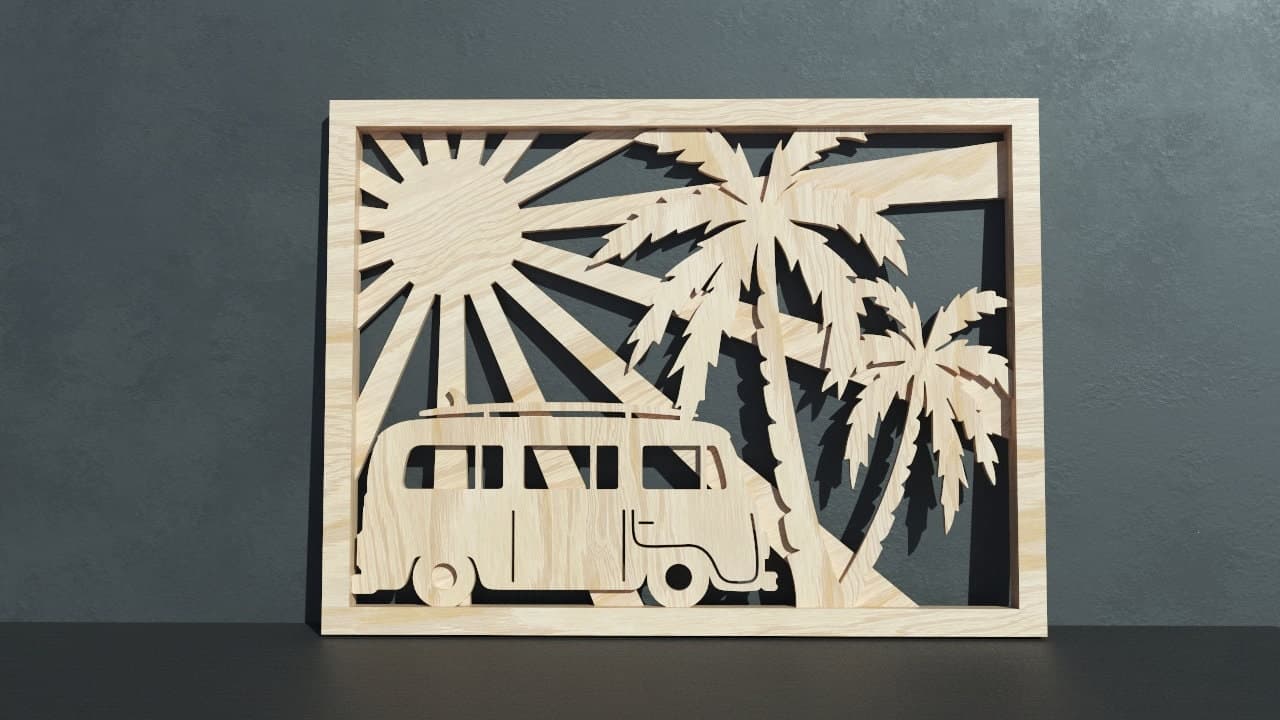 Palm Beach SVG Laser Cut Files: Vintage Van, Palms (Digital Download) - image 3