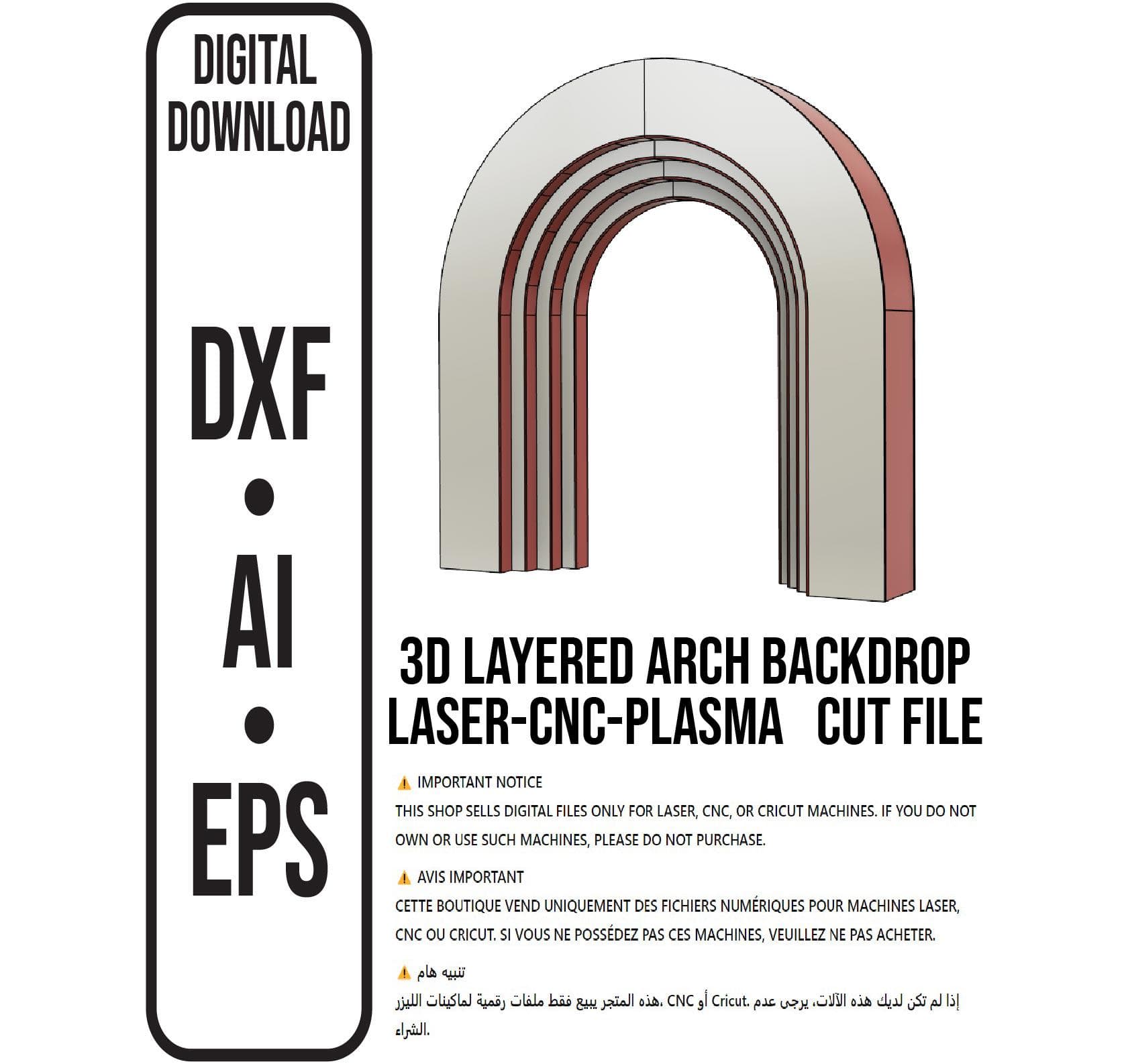 Layered 3D Arch Backdrop Cnc Laser Plasma file, Dxf Ai Eps