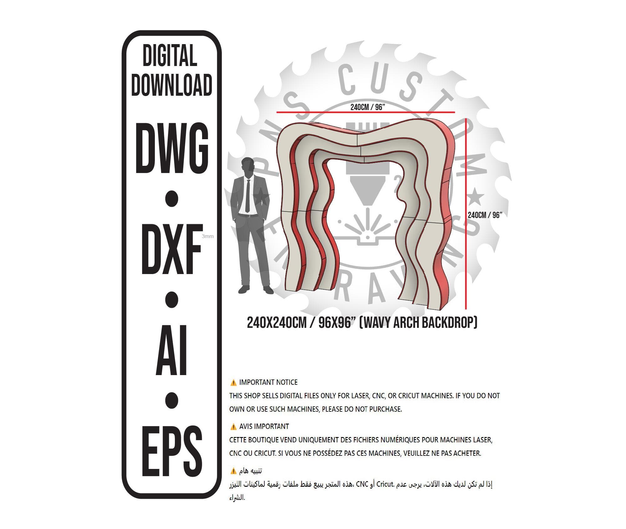 Layered 3D Arch Wavy Backdrop Cnc Laser Plasma file, Dxf, Dwg, Ai, Eps