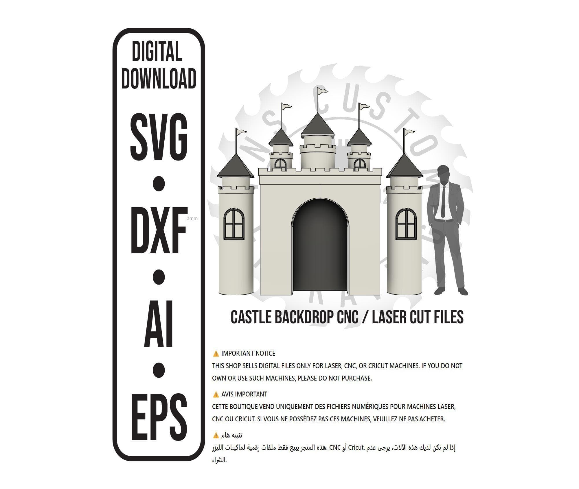 Castle Arch Laser CNC Files Event Backdrop Dwg Dxf Ai Eps