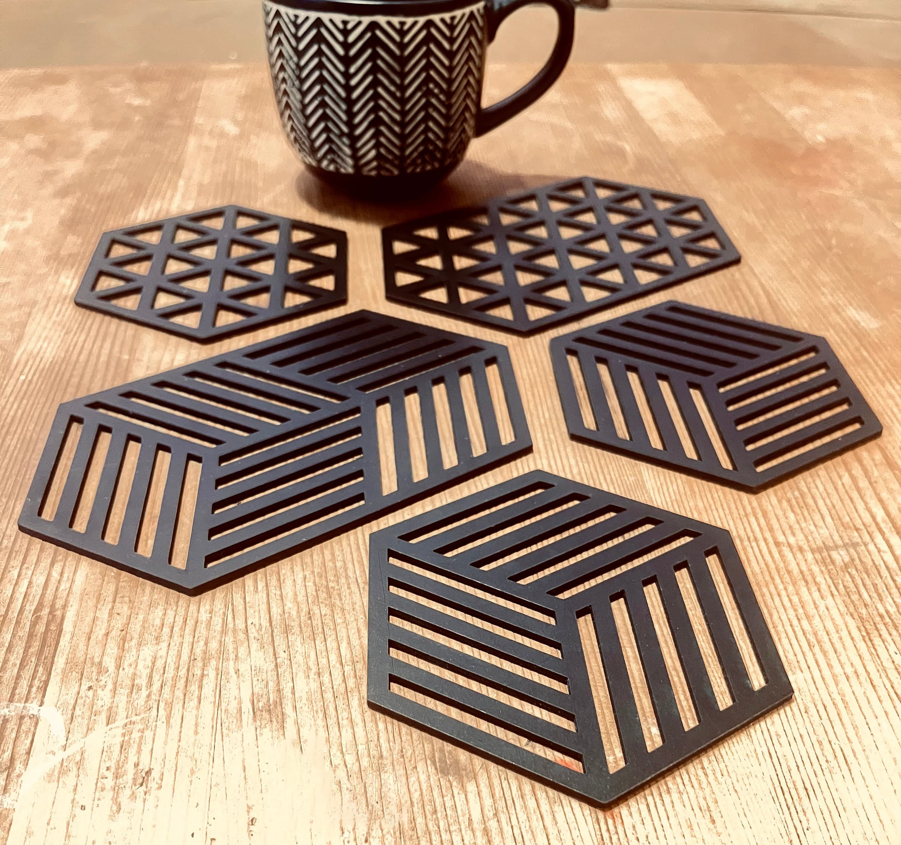 Hexagon Coasters Laser Cut Files: Geometric Drink Coasters (Digital Download) - image 3