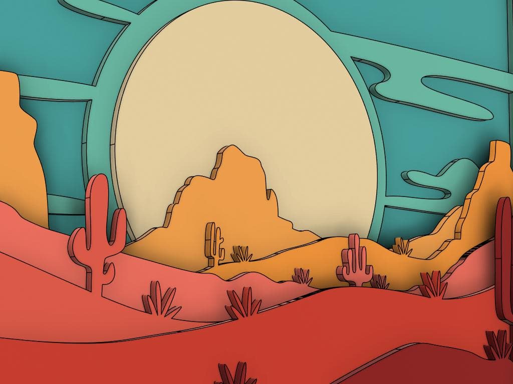 Arizona Desert Cactus Laser Cut File: Multilayer Shadow Box (SVG, PDF, PNG) - image 5