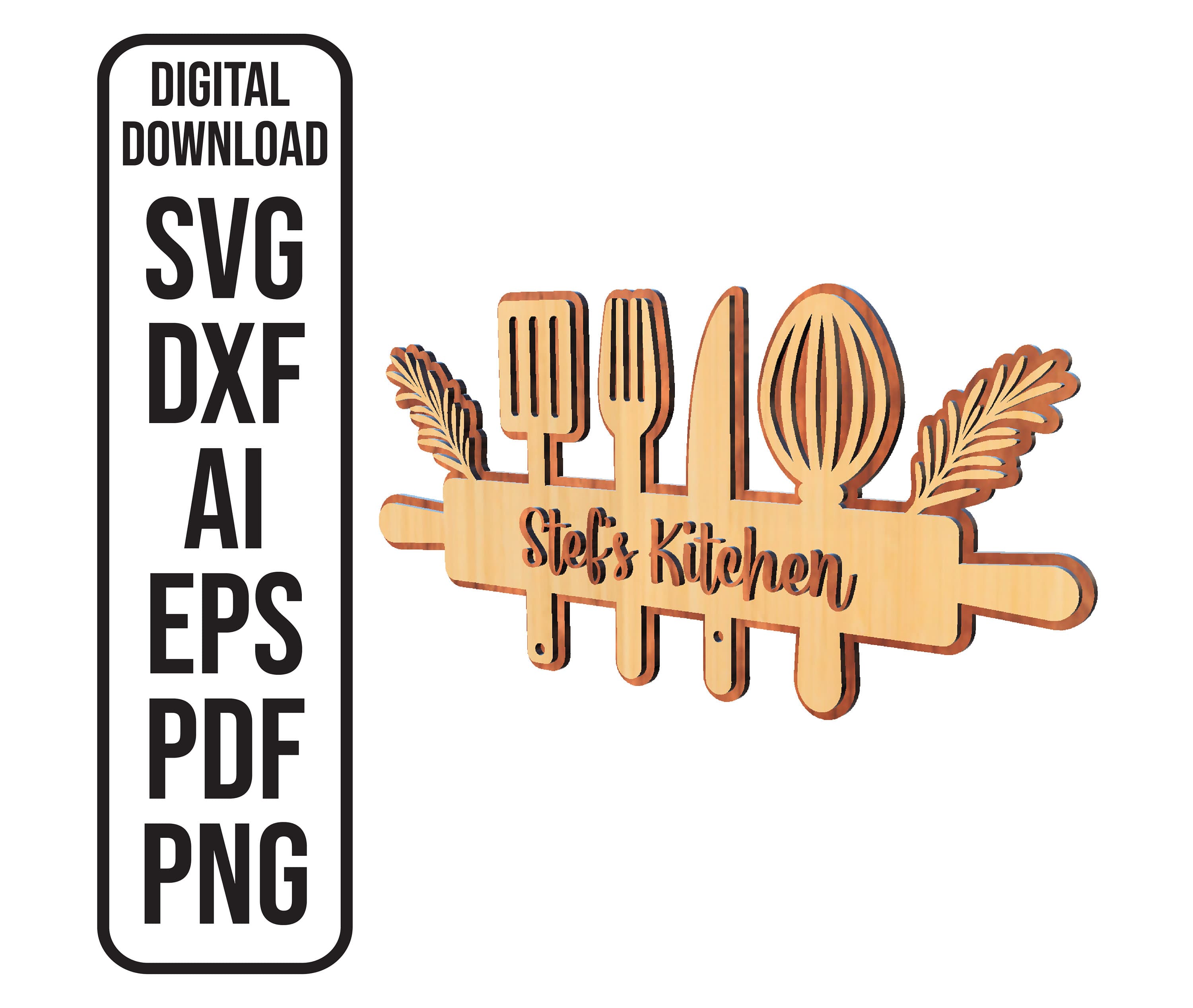 Kitchen Sign SVG Laser Cut File: Mom's Kitchen Decor (Digital Download)