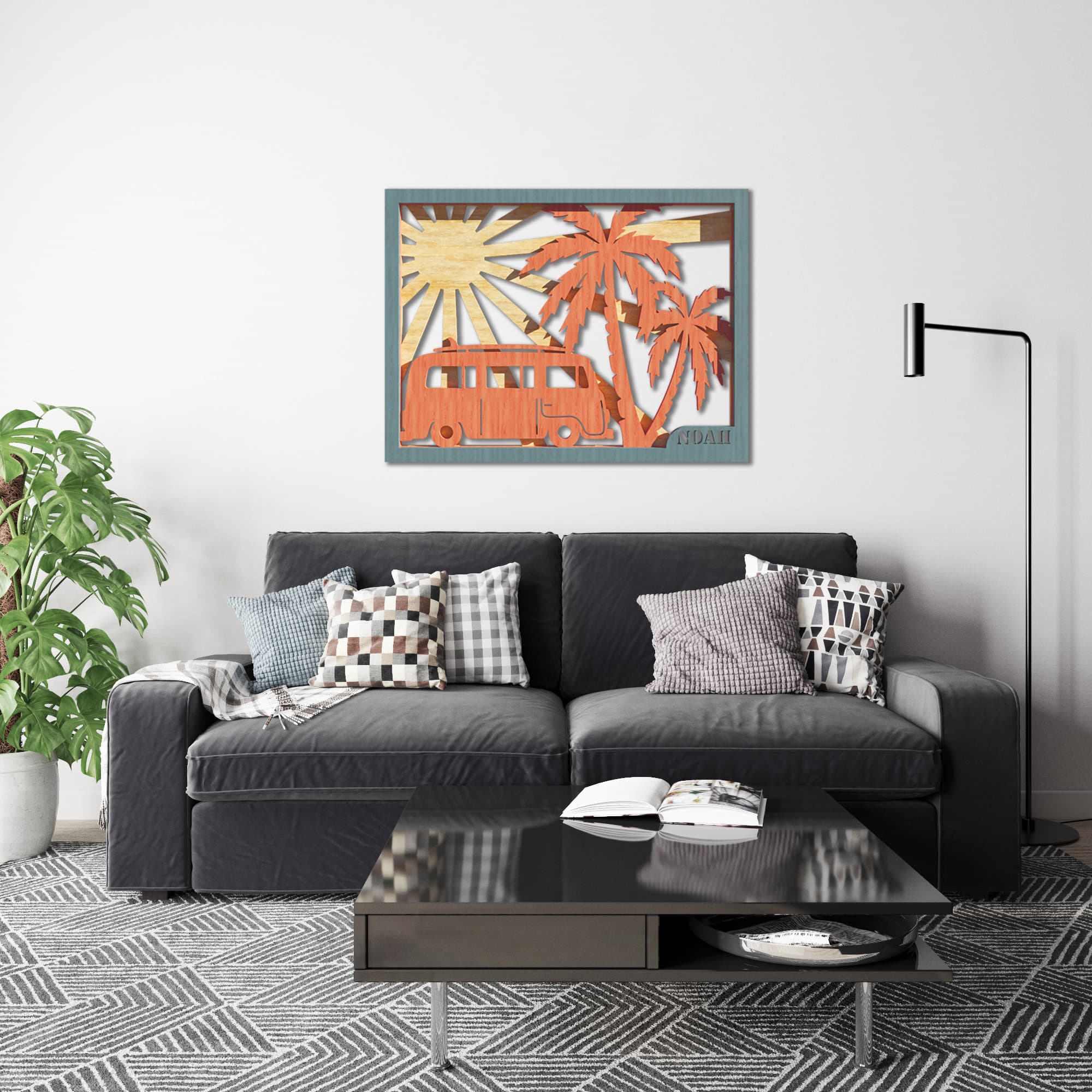 Palm Beach SVG Laser Cut Files: Vintage Van, Palms (Digital Download) - image 4