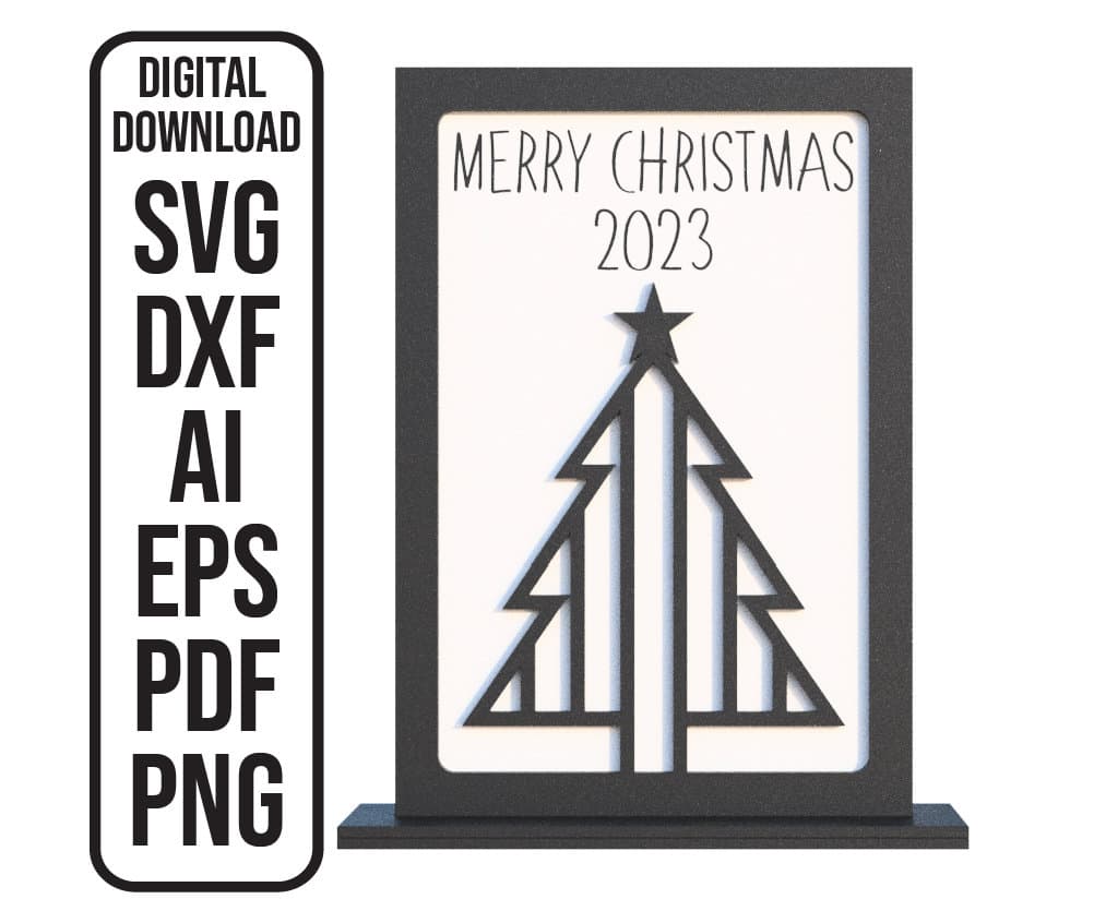 Christmas Table Top Sign Laser Cut File: Tree Decor SVG (Digital File)