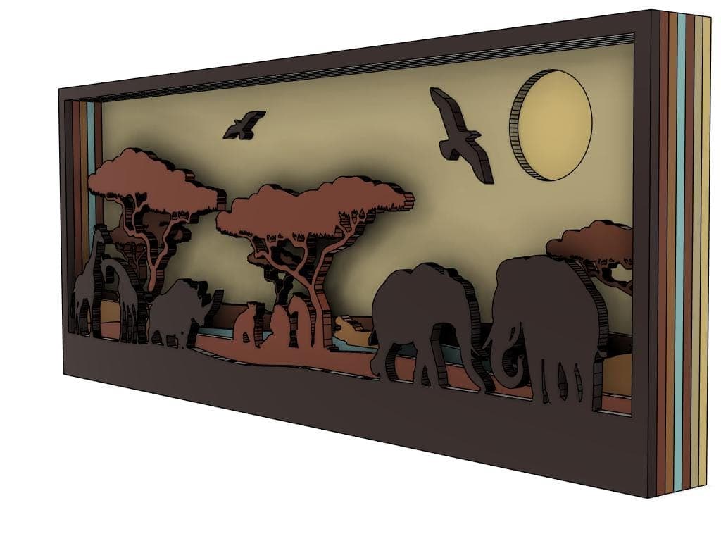 African Serengeti Wildlife Shadow Box Cut File (Digital Download) - image 3