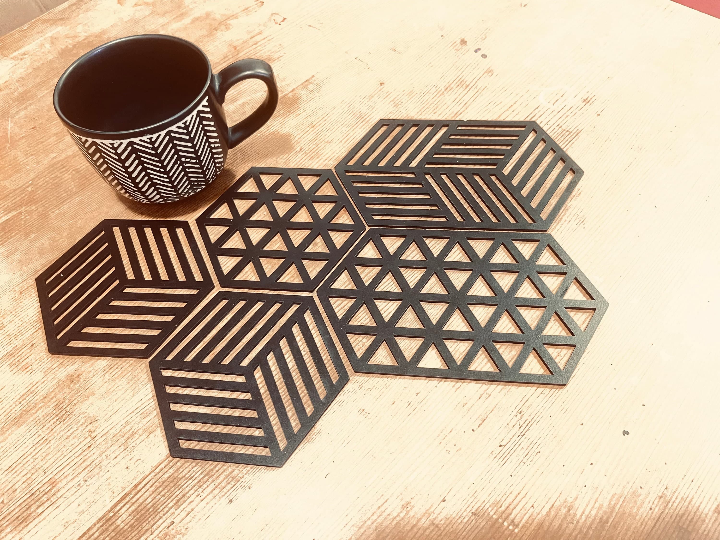 Hexagon Coasters Laser Cut Files: Geometric Drink Coasters (Digital Download) - image 4