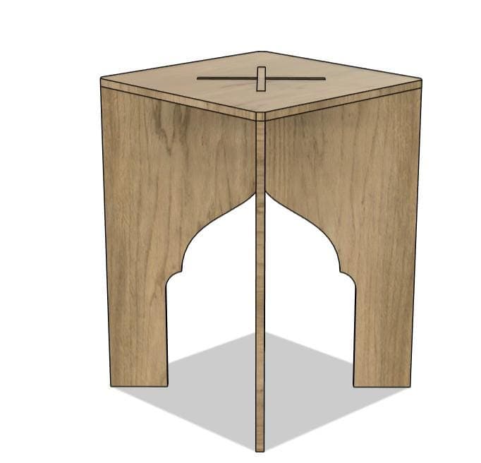Islamic arch stool 50×35×35 cm – 3-part cnc laser stool design – vector files for 12 mm wood – svg dxf ai eps - image 3