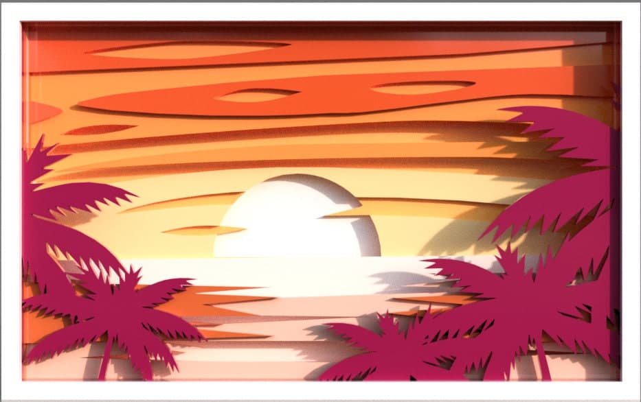 Tropical Sunset Beach Shadow Box CNC Plan SVG ai dxf eps pdf png - image 3
