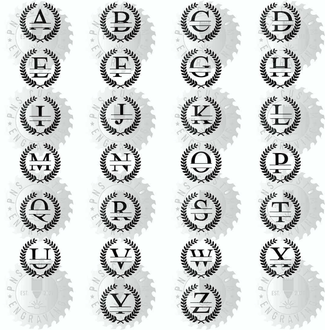 Split Monogram Alphabet Letters Wreath (Digital Download - svg, dxf, ai, eps, pdf, png) - image 4