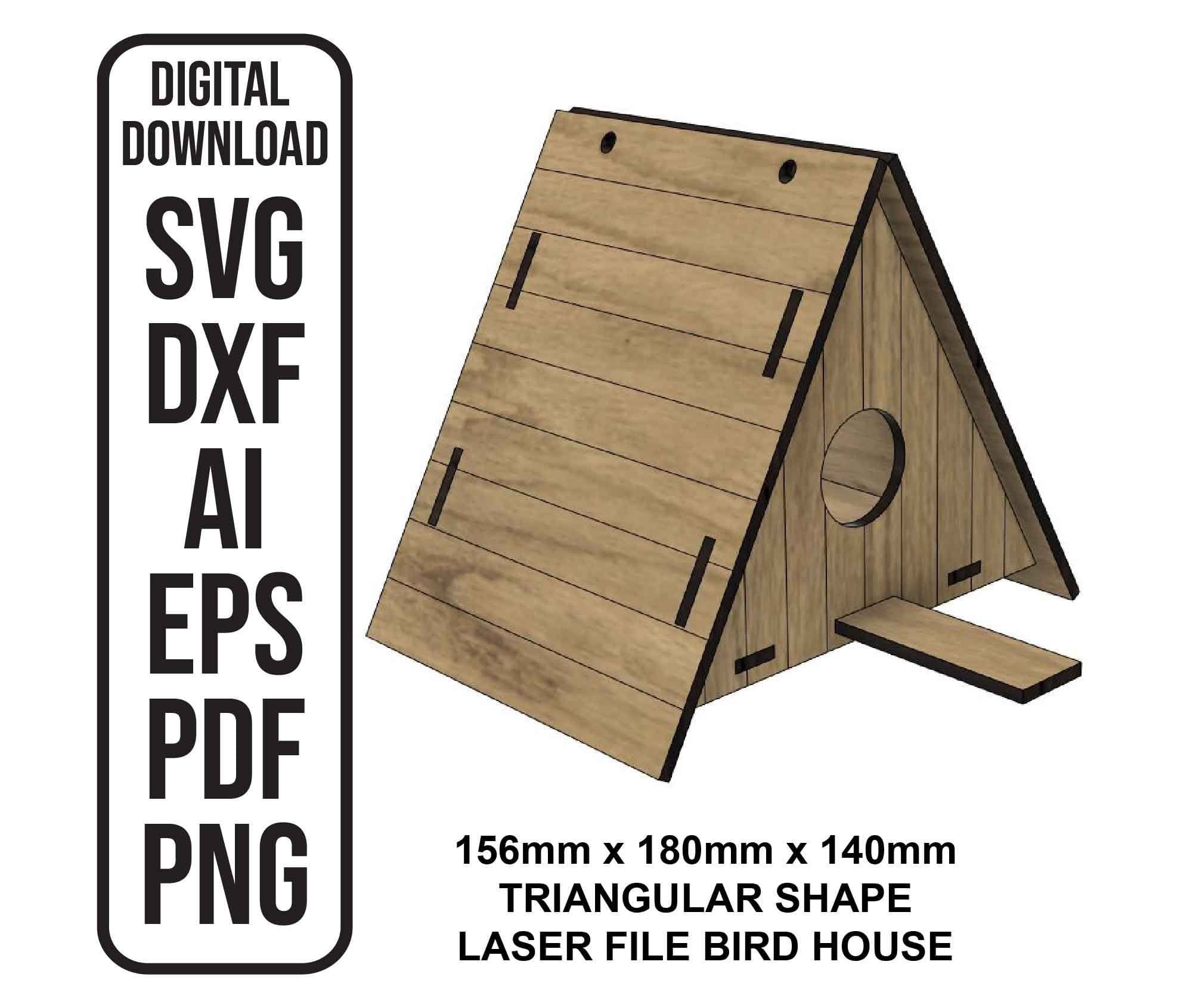 Triangular Bird House SVG Laser Cut File (Digital Download)