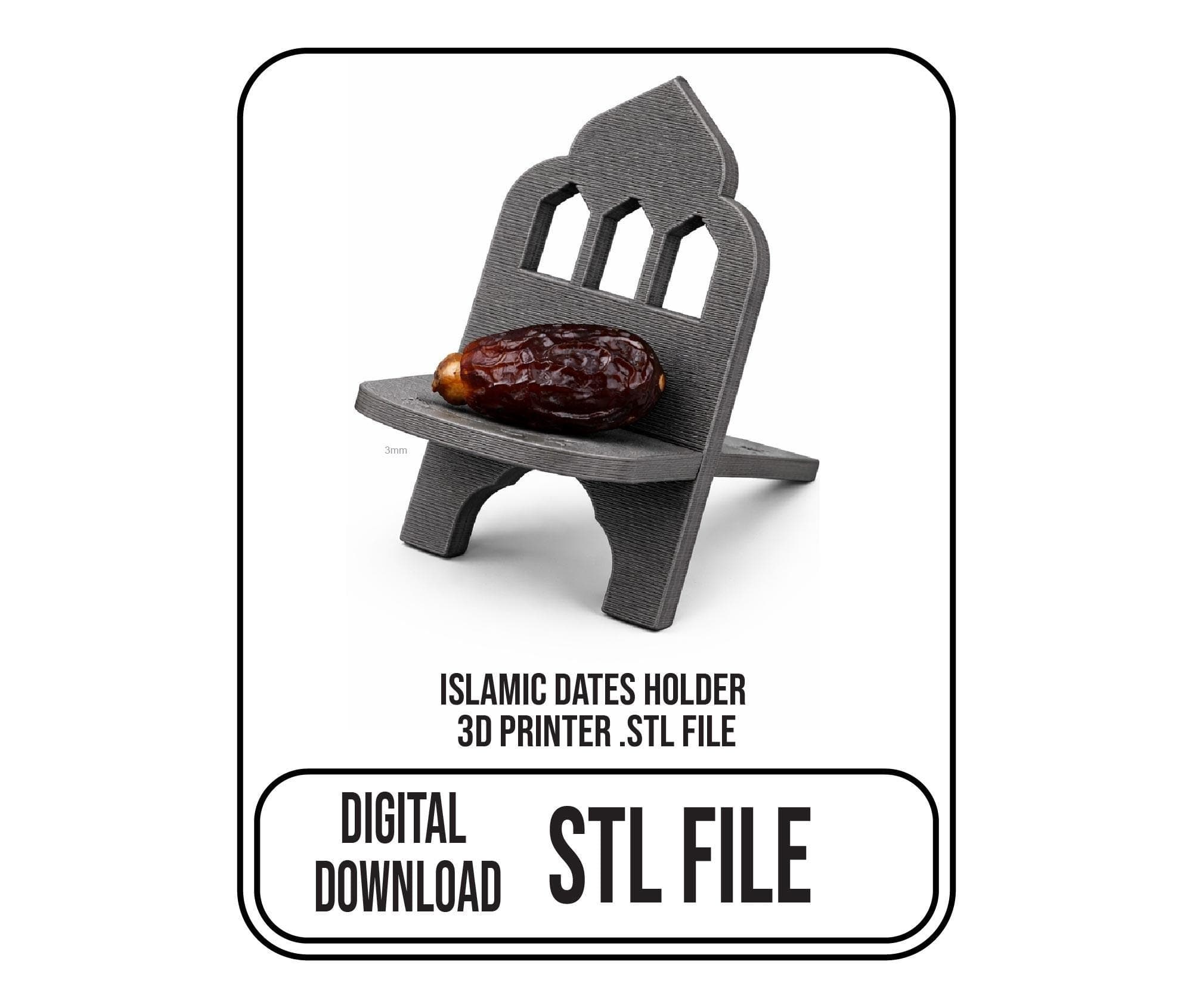 Islamic Date Holder Stand STL | 3D Printable Ramadan & Eid Decor