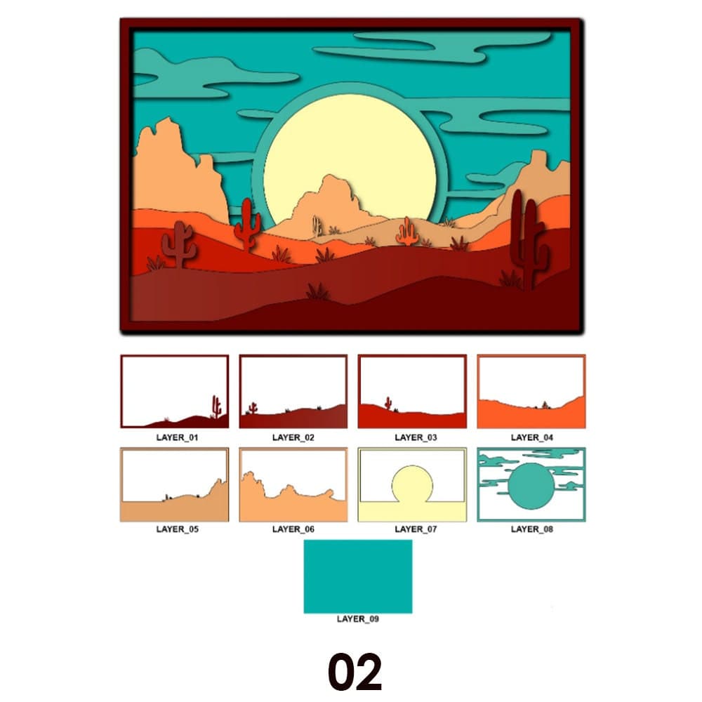 Arizona Desert Multi-Layered Shadow Box: Laser Cut Files (Digital Download) - image 4