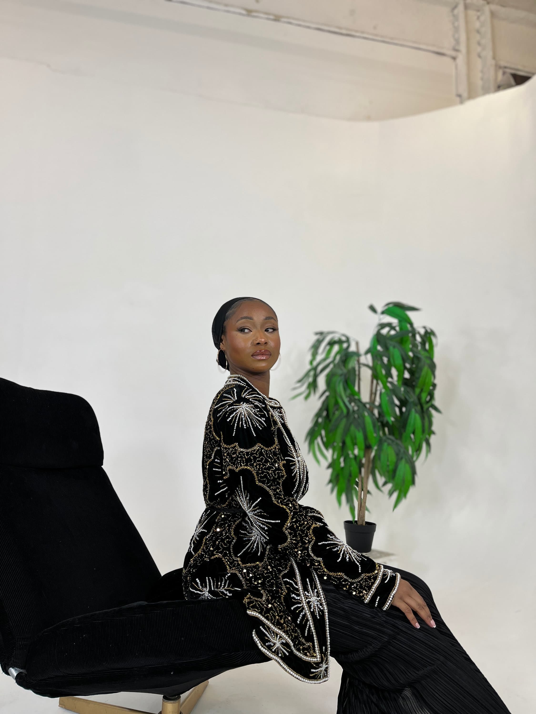Luxury Abaya jacket modest party wear for eid - image 3
