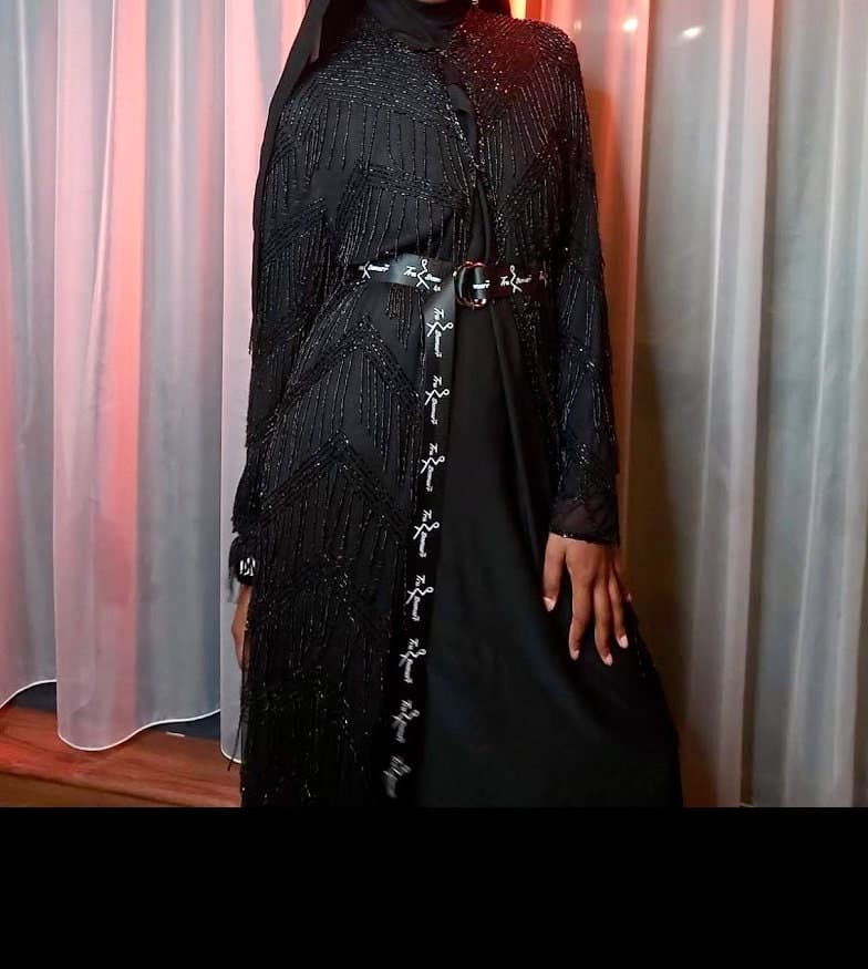 Muslim Nikah Embellished Chiffon Abaya, Kaftan Robe - image 5