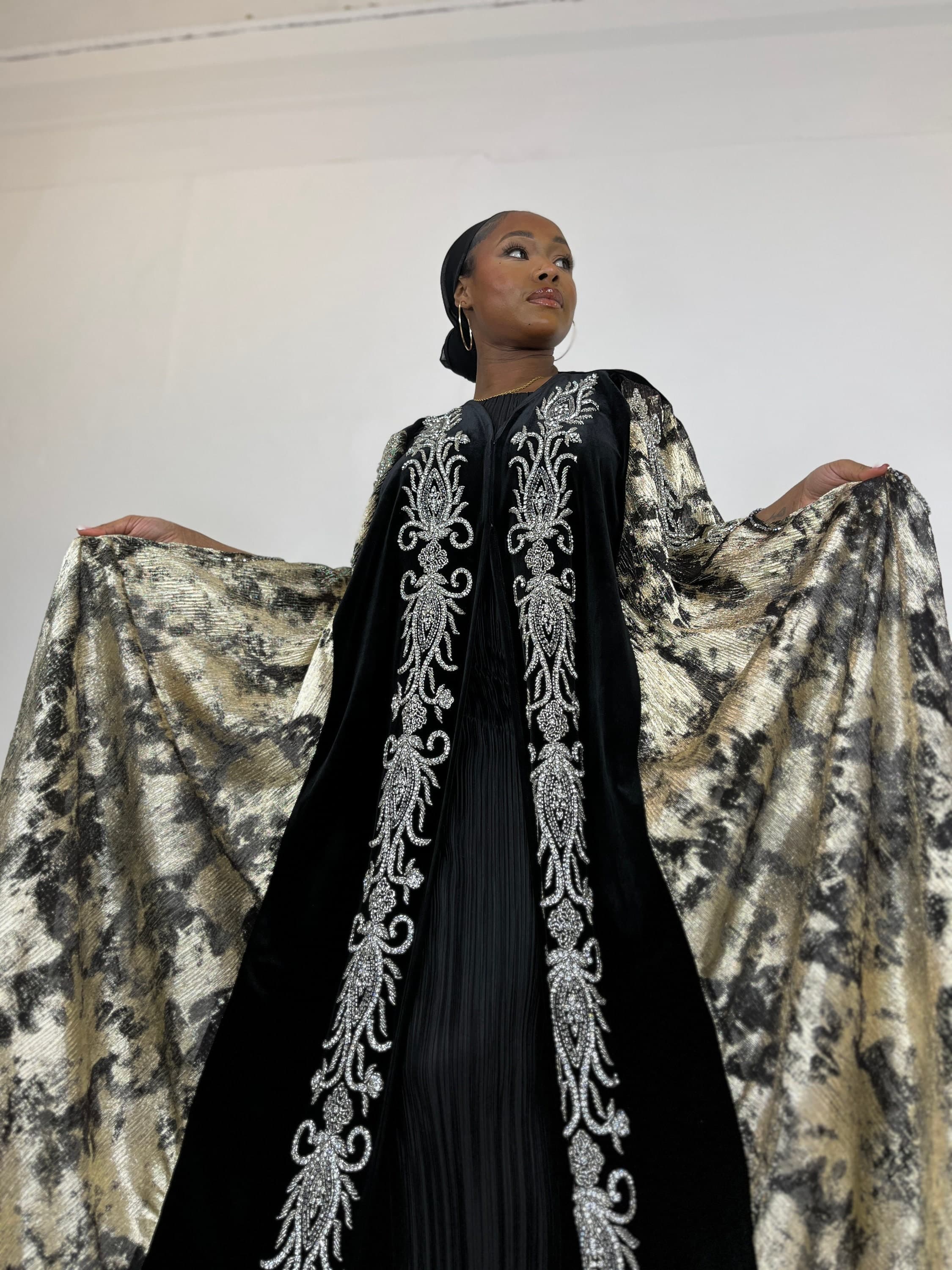Luxury Dubai cape abaya long gown hijab dress - image 5