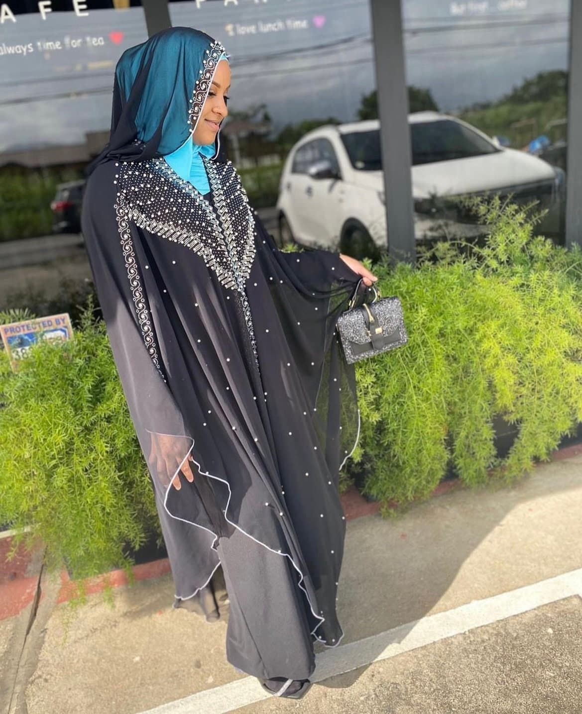 Luxury hood Abaya,silver stones Dubai kaftan, maxy dress muslim Emirates gown plus size