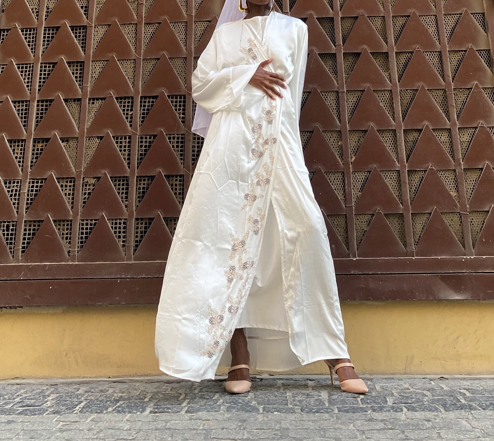 Luxury silky 4pc abaya gown kaftan bridal set made in Dubai - image 5