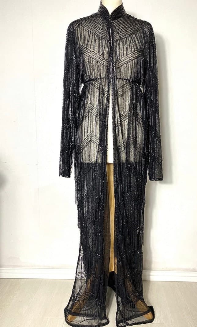Muslim Nikah Embellished Chiffon Abaya, Kaftan Robe - image 3