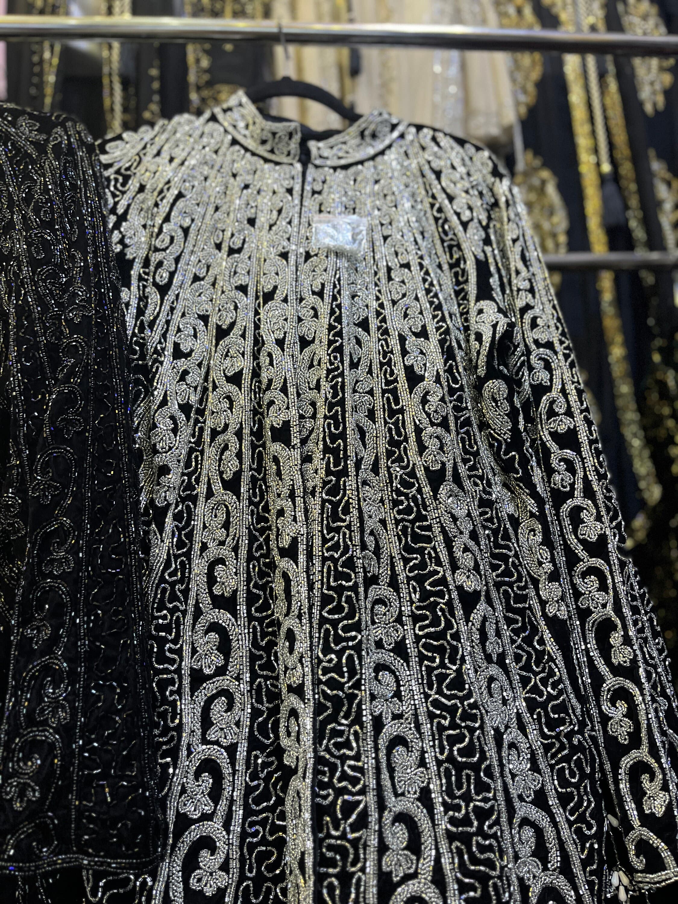 Luxury platinum Abaya jacket oversized blazer hand sewn from Dubai