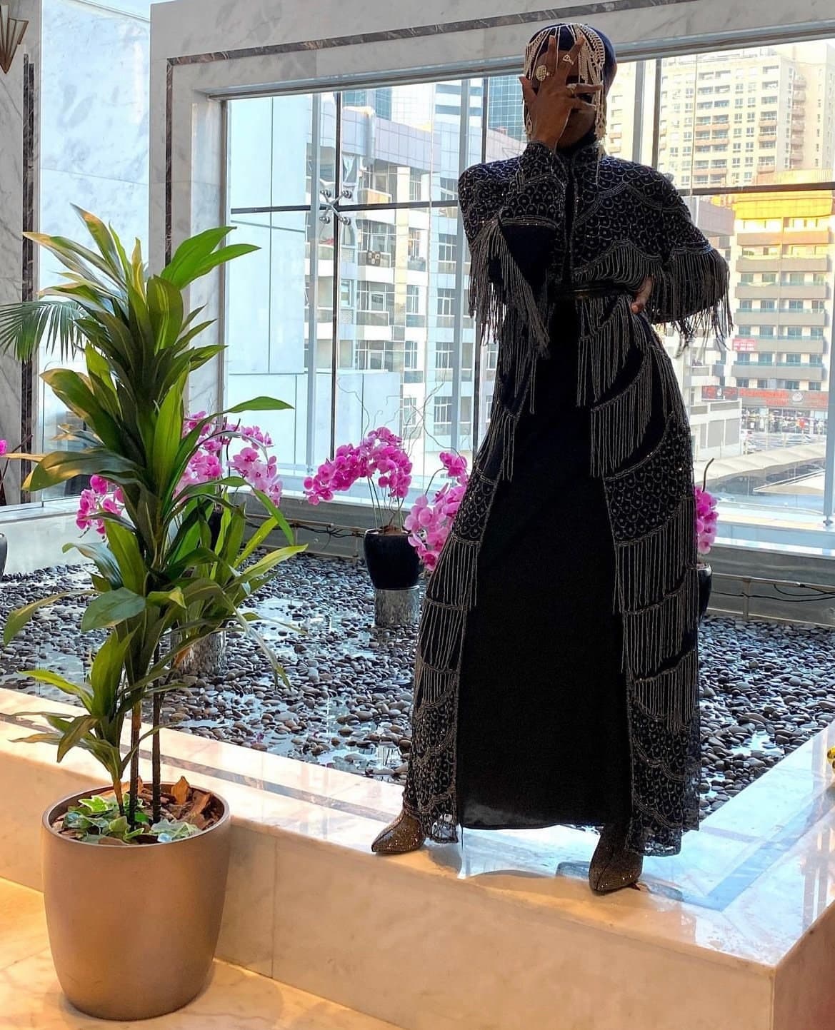 Crystal Beaded Chiffon Abaya, Dubai Kaftan Dress, Embellished Maxi Gown - image 5