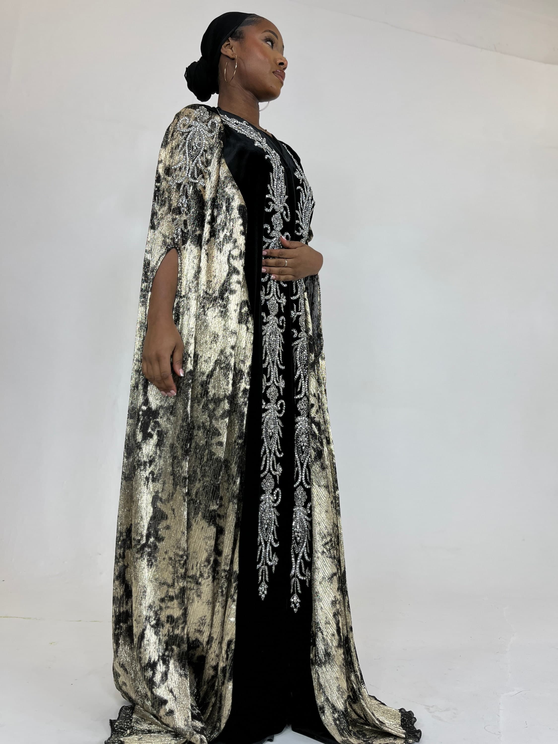 Luxury Dubai cape abaya long gown hijab dress - image 3