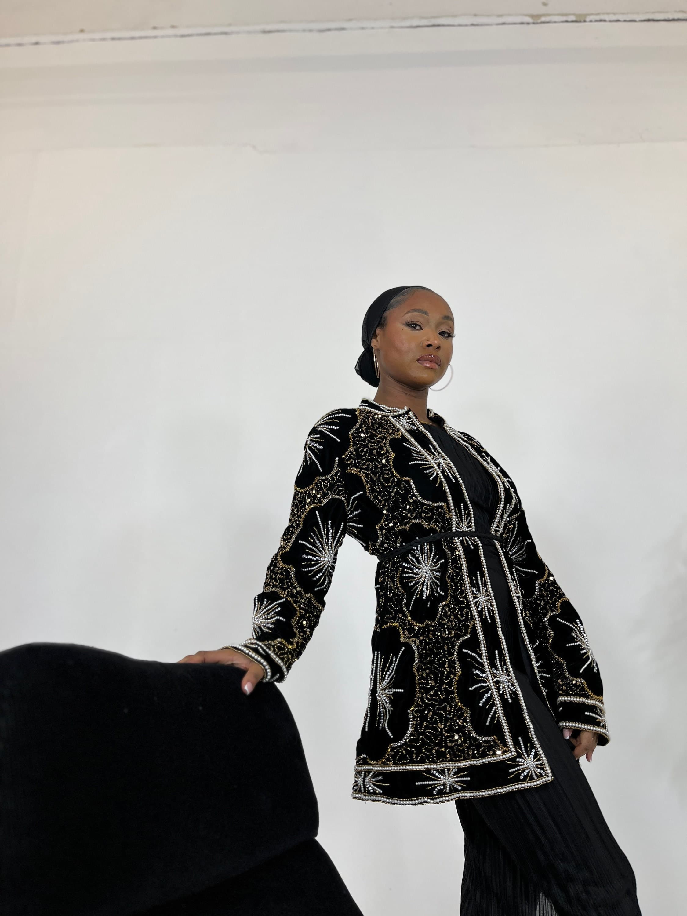 Luxury Abaya jacket modest party wear for eid