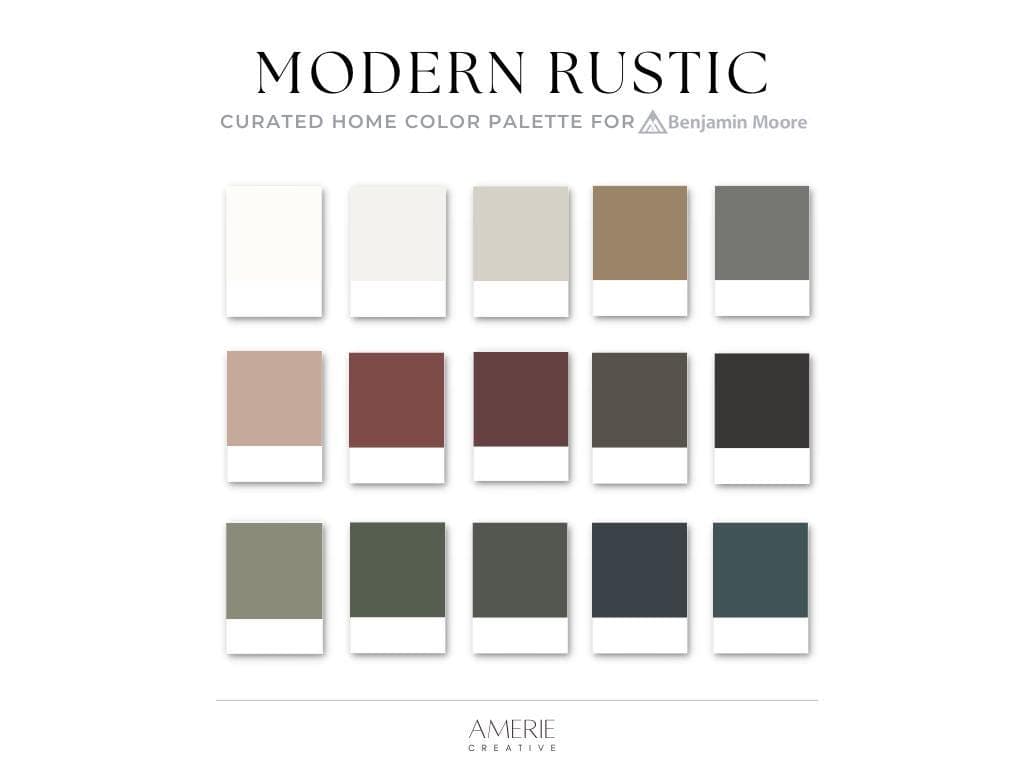 Modern Rustic Home Paint Color Palette Benjamin Moore paint palette | Dark cottagecore moody paint colors modern earthy paint colors 2026