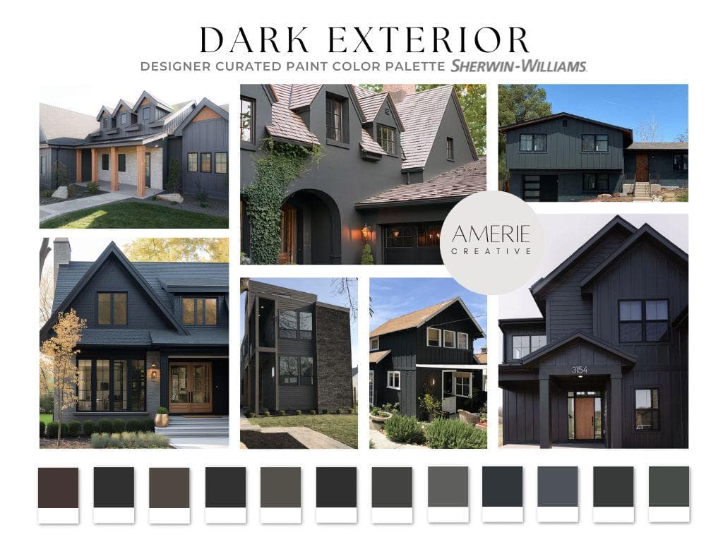 Dark Exterior Sherwin Williams Paint Color Palette Black Exterior paint colors Dark Neutral paint color Modern neutral paint color Modern Exterior paint color Midcentury modern exterior color Modern Mountain house paint color Farmhouse Black exterior house colour scheme black brown paint color off-black paint color charcoal dark gray blue grey green black
rockweed caviar black magic urbane bronze tricorn black iron ore peppercorn inkwell cyberspace greenblack rock bottom green black fox