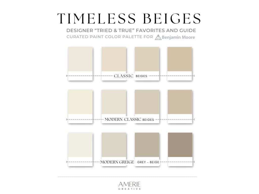 Beige Paint Color Palette | Beige Benjamin Moore Paint Palette  Whole house paint color scheme warm neutral paint colors