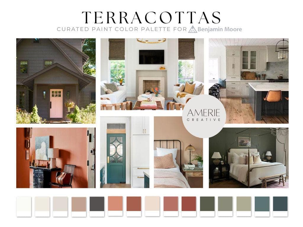 Terracotta paint color Benjamin Moore Paint Color Palette Benjamin moore terracotta paint colors terracotta complimentary colors terra cotta coordinating colors terra cotta paint colors
Mexican Tile Audobon Russet BAKED TERRA COTTA MEXICANA Cloud White dove wing iron mountain edgecomb gray Venetian portico DUSTY TRAIL dark olive green antique pewter nantucket gray Knoxville gray teal blue green grey warm white interior paint color scheme whole house paint color warm neutral paint colors 2025