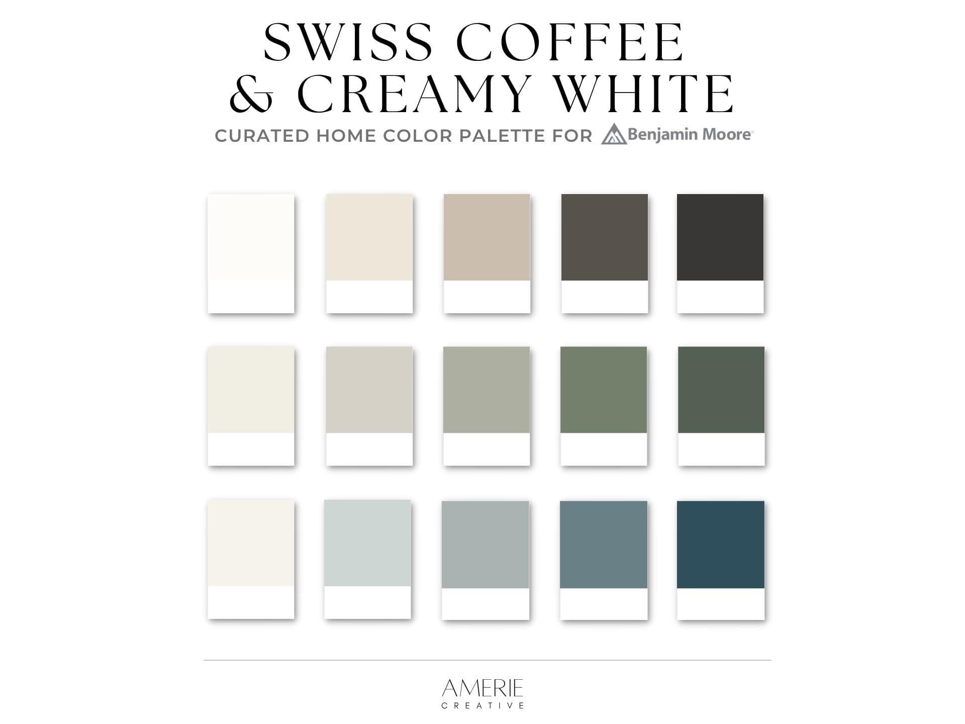 Swiss Coffee Benjamin Moore Color Palette Creamy White house color scheme Whole home paint color palette earthy neutral paint colors 2026