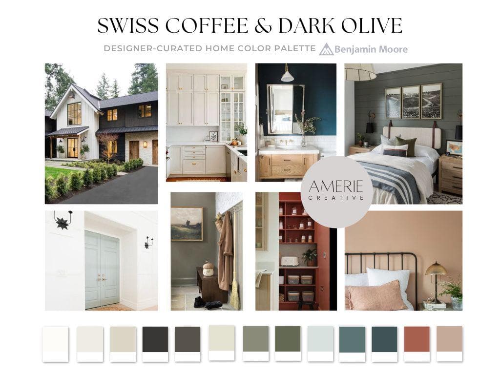 Swiss Coffee Benjamin Moore swiss coffee color palette dark olive paint color whole house paint color palette home colour scheme warm neutral paint colors earthy neutral paint warm white off-white greige terracotta teal soft chamois seapearl china white natural cream black beauty stormcloud gray november rain dark olive green grey quiet moments knoxville gray blue green antique pewter dragons breath black brown taupe audoban russet venetian portico rust rusty orange terracotta paint color