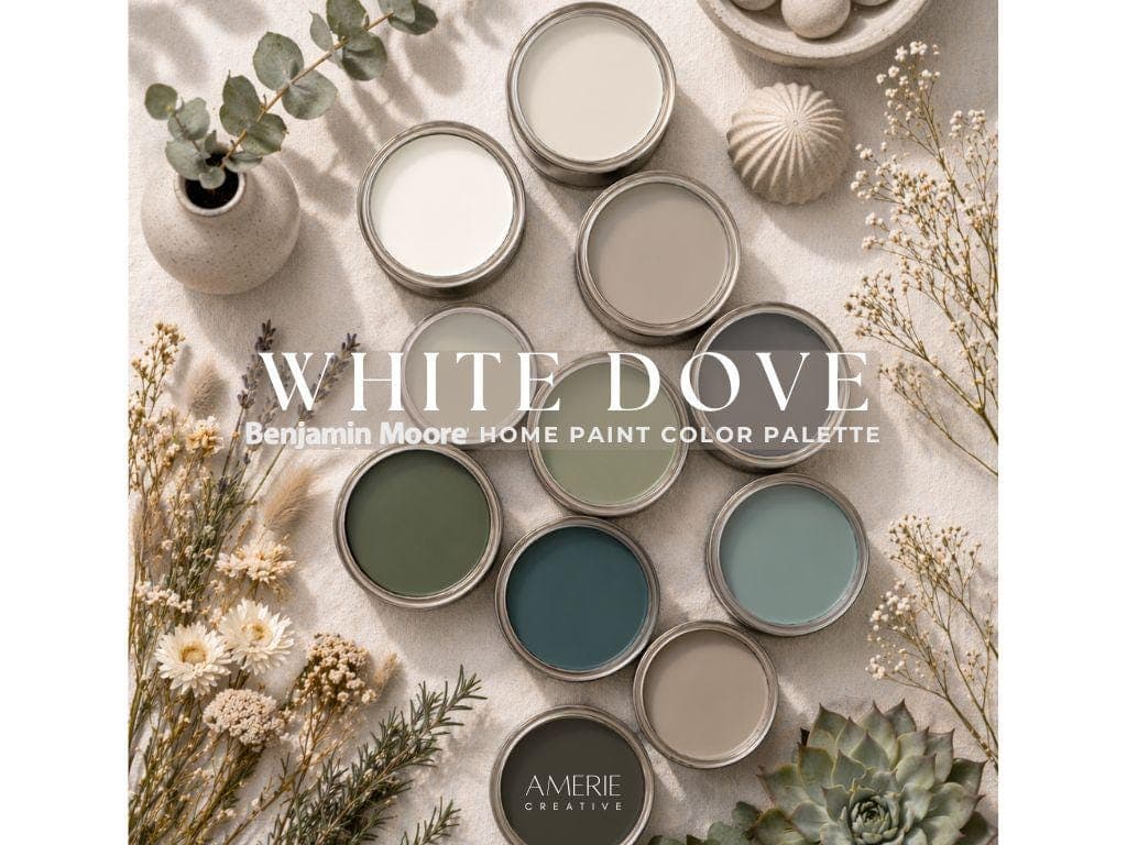 White Dove Benjamin Moore paint color palette White Dove color scheme | Whole house paint color scheme earthy neutral paint colors 2026