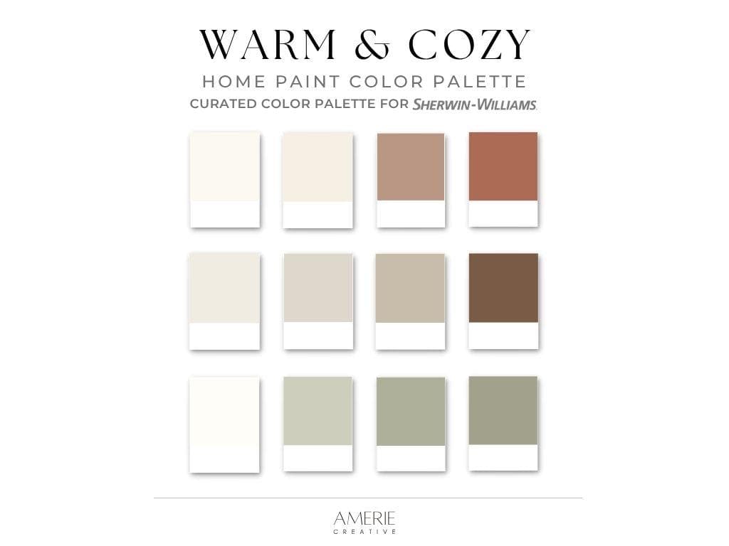 Warm Cozy Home Paint Color Palette Sherwin Williams paint palette Whole house paint color scheme warm neutral paint color earthy paint color