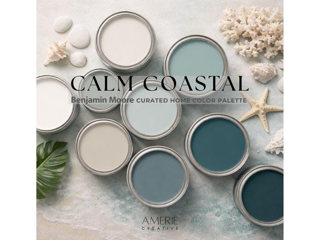 Coastal Home Color Palette Benjamin Moore paint palette | Coastal House paint color scheme cabin lake house paint colors