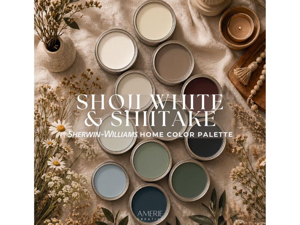 Shoji White Paint Color Palette Shiitake Sherwin Williams paint palette Whole home paint color scheme earthy neutral paint colors 2026
