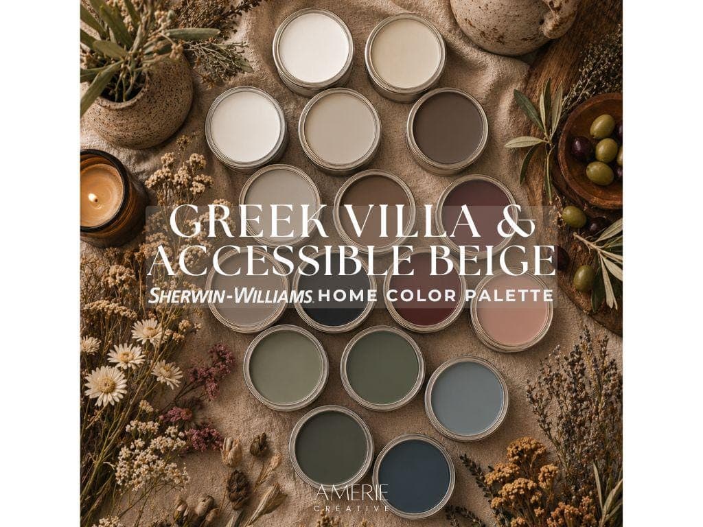Greek Villa Sherwin Williams Accessible Beige Sherwin Williams paint palette | Whole house paint color scheme warm neutral paint colors 2026