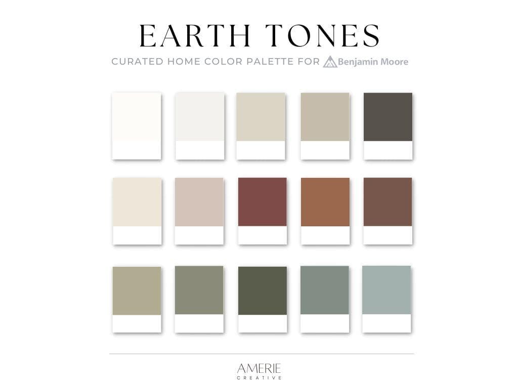Earth Tones Paint Color Palette Benjamin Moore paint palette | Whole house paint color scheme warm cozy earthy neutral paint colors 2026
