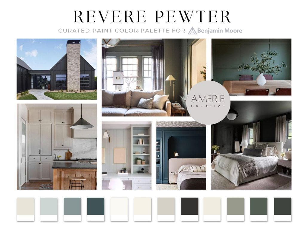 Revere Pewter Benjamin Moore paint color palette benjamin moore revere revere pewter coordinating color revere pewter complimentary color revere pewter benjamin moore paint color palette whole house paint color palette whole home paint color scheme warm neutral paint colors warm grey gray greige warm white off-white blue green navy quiet moments brewster narraganset seapearl china white dove ballet black beauty vintage vogue ashwood moss storm cloud gray green grey blue paint colors 2025