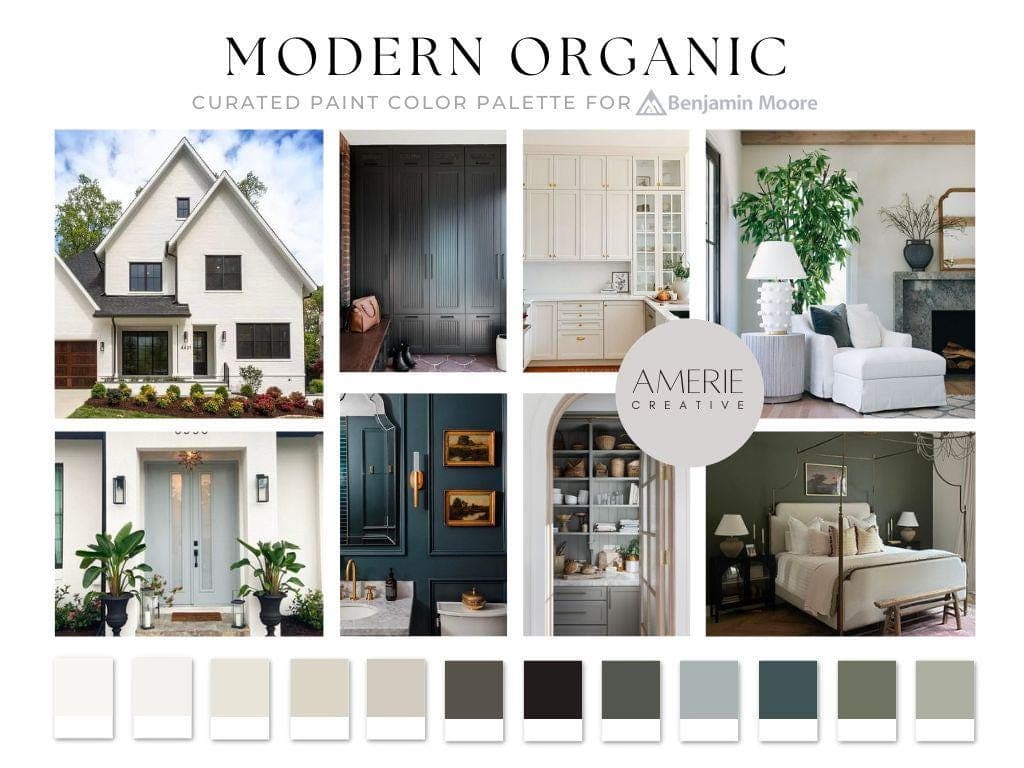 Modern Organic paint color Benjamin moore paint palette modern earthy paint colors modern earthy neutral paint color scheme Modern Earth tone paint color Benjamin Moore Paint color Palette house home warm neutral paint colors blue gray green grey dark green paint color 
china white dove seapearl classic gray natural cream revere pewter stone hearth dragons breath onyx black ashwood moss dark olive oil cloth